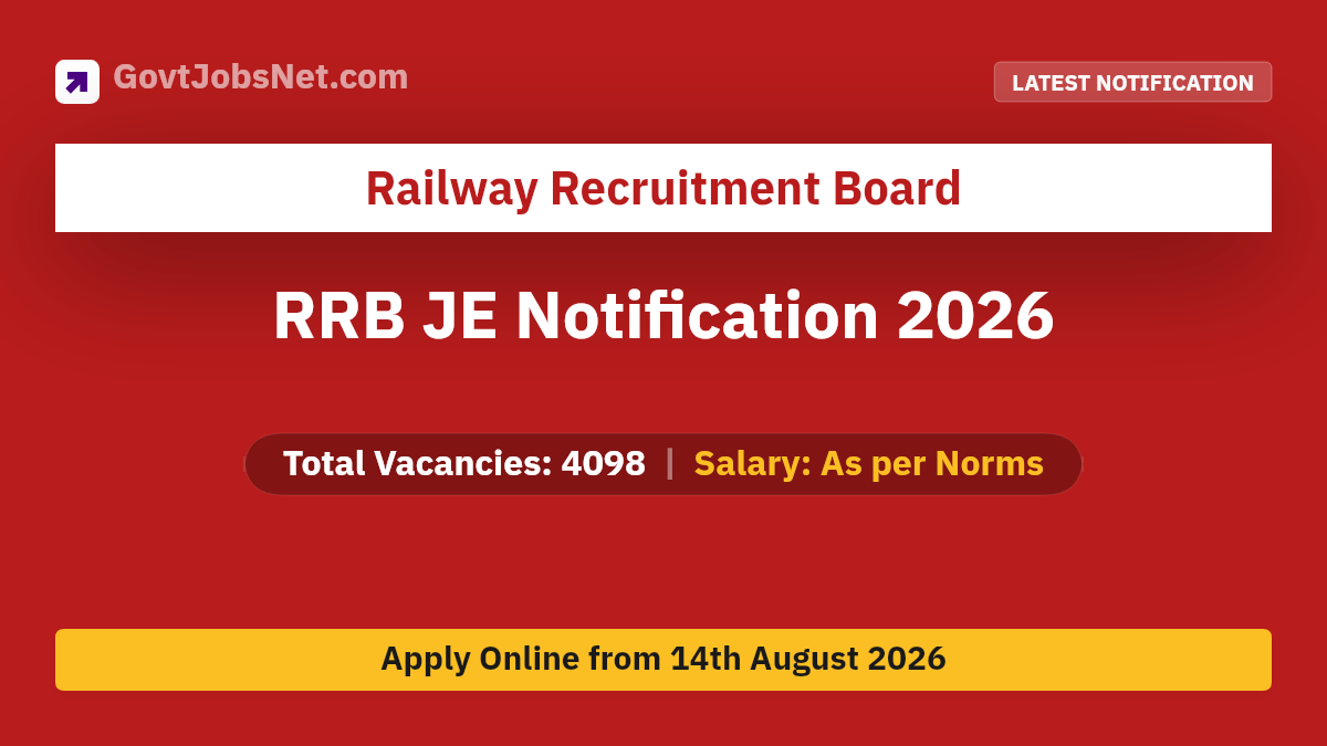 RRB JE Notification 2026 Notification