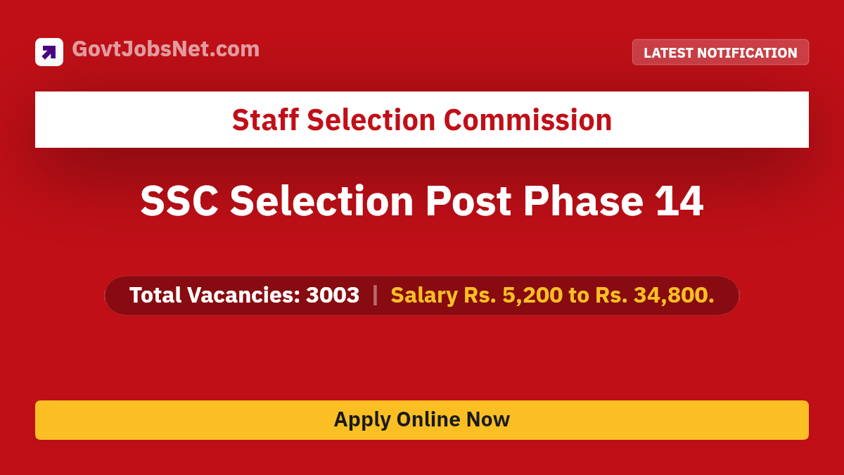 SSC Selection Post Phase 14 Notification