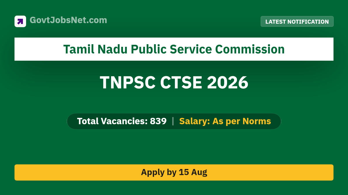 TNPSC CTSE Diploma / ITI 2026 Notification